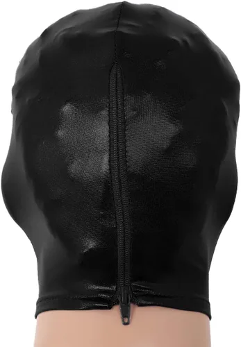 Vista 3 de Disfraz de casco metálico brillante para hombre, máscara de cara completa, ojos abiertos y accesorios para la boca