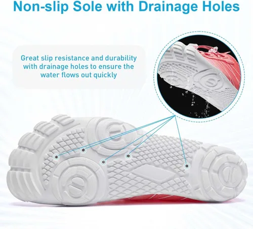 Vista 4 de HIITAVE Zapatos de agua antideslizantes, zapatos acuáticos descalzos, de secado rápido, ligeros con playa, río, piscina, para hombres y mujeres