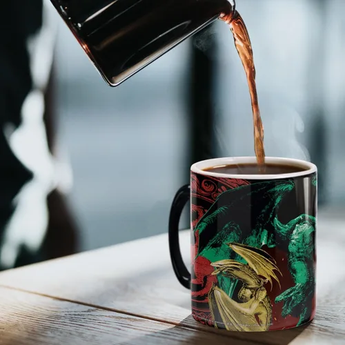 Vista 6 de Morphing Mugs House of Dragon – Loose The Dragons – Una taza de cerámica que cambia de color de 11 onzas – Imagen revelada cuando se añade líquido