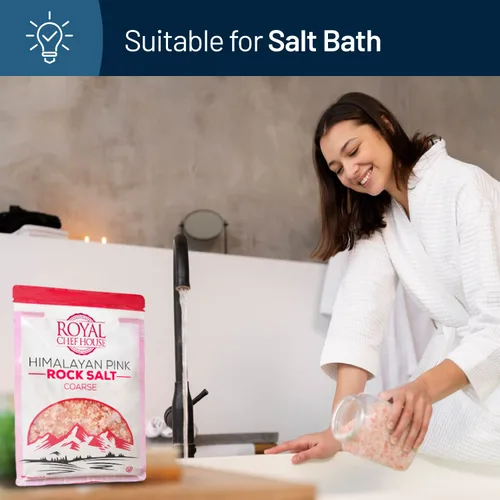 Vista 5 de Bolsa a granel de sal rosa del Himalaya de 5 libras - Cristales gourmet puros de Hymalain - Himilian 100% natural - Contiene 84 minerales - Adecuado
