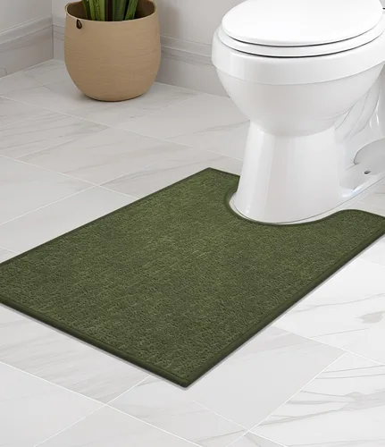 Vista 103 de Chakme Juego de 2 alfombras de baño ultrafinas, absorbentes, antideslizantes, lavables a máquina, color negro, 17 x 24 pulgadas / 17 x 30 pulgadas