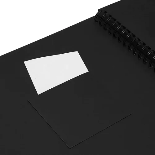 Vista 5 de Juvale Álbum de recortes encuadernado en espiral, cubierta de cinta de seda para álbum de recortes de boda, álbumes de fotos de papel negro de tapa