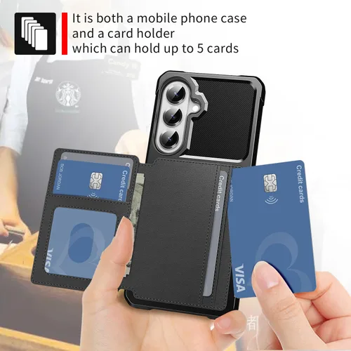 Vista 18 de Funda para Samsung Galaxy S21 Ultra con tarjetero, compatible con soporte magnético para automóvil, resistente a los golpes, resistente, suave, TPU