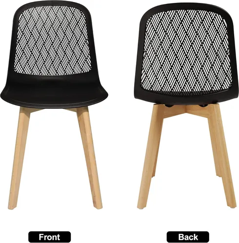 Vista 5 de KM Legend Sillas modernas sin brazos con patas de madera para sala, dormitorio, cocina, comedor, sala de espera, restaurantes, cafeterías, juego