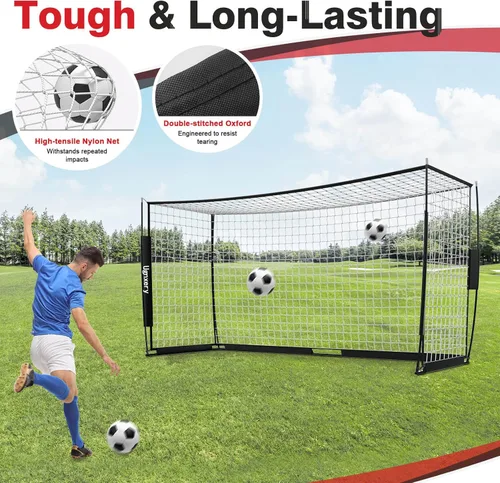 Vista 4 de Portería de fútbol portátil, red desmontable de 12 x 6 pies para patio trasero, equipo de entrenamiento de configuración rápida con 1 bolsa