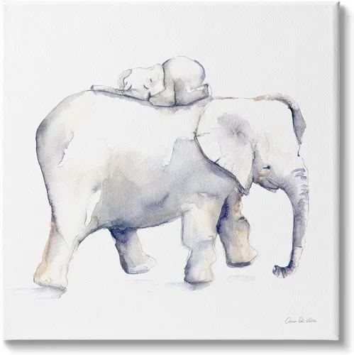 Vista 6 de Stupell Industries Placa de pared infantil con diseño de elefante para dormir en la madre, diseño de Aimee Del Valle, 12 x 12 pulgadas, color gris