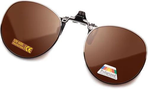 Vista 10 de JO Gafas de sol polarizadas con clip UV400 lentes antirreflejos con marco de metal redondo Azul