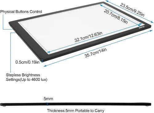 Vista 2 de Caja de luz, almohadilla de luz magnética A4 LED que sigue los botones