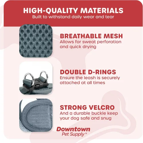Vista 244 de Downtown Pet Supply Arnés para perro Step-in – Sin tirones, malla acolchada ajustable con ribete reflectante, correa de hebilla segura – Arnés