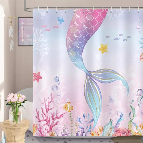 Vista 8 de Cortina de ducha Bonhause para niños ABC, linda decoración educativa del alfabeto animal para baño de niños pequeños, 72 x 72 pulgadas, tela