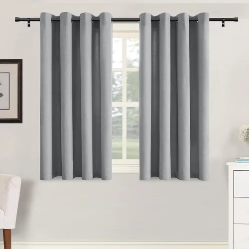 Vista 19 de H.VERSAILTEX Cortinas de cocina texturizadas de lino natural con ojales de 45 pulgadas de largo, lino sintético grueso para oscurecer la habitación