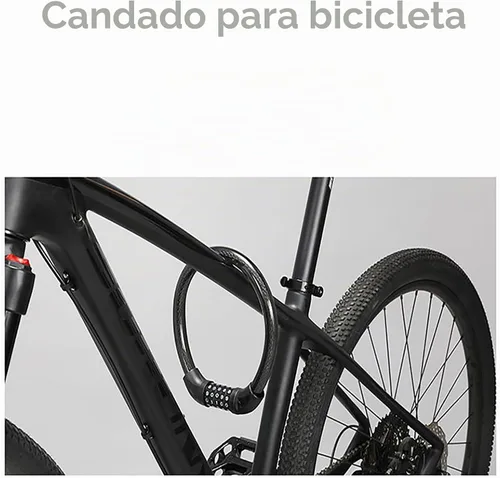 Vista 9 de Cable de bloqueo de bicicleta, cerradura de combinación de seguridad de 4 dígitos reiniciable, cadena de bloqueo de bicicleta antirrobo resistente