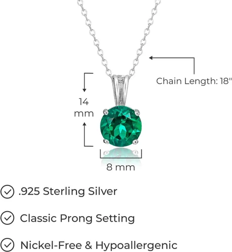 Vista 40 de Amazon Essentials Collar con colgante de piedra natal de corte redondo de plata de ley de 18 pulgadas (anteriormente colección Amazon)