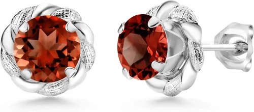 Vista 242 de Gem Stone King Aretes de plata de ley 925 de 0.236 in con piedra natal redonda para mujer