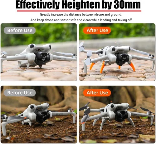 Vista 3 de Mavic Mini4 Pro - Kit de pierna de tren de aterrizaje plegable para DJI Mini 4 Pro RC Cámara Drone Accesorios Extensor de Altura Extensiones Gris