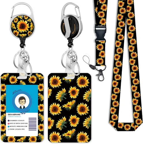 Vista 22 de Giancomics Soporte para tarjetas de identificación negro con cordón, cordones para insignias de identificación con carrete de insignia retráctil
