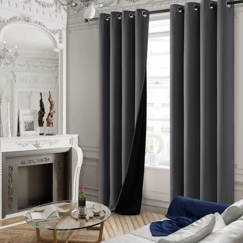 Vista 295 de Deconovo Cortinas opacas 100% con forro negro, cortinas con ojales aisladas térmicamente que reducen el ruido, doble capa para oscurecer