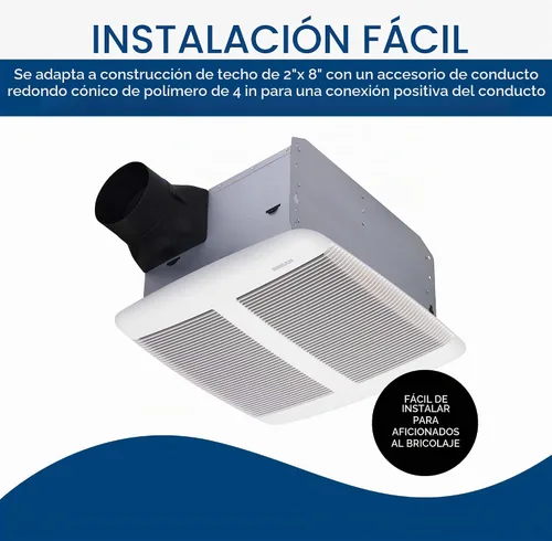 Vista 6 de Broan-NuTone Ventilador de ventilación con altavoz Bluetooth SPK110, certificado ENERGY STAR, 110 CFM, 1.0 Sones, blanco