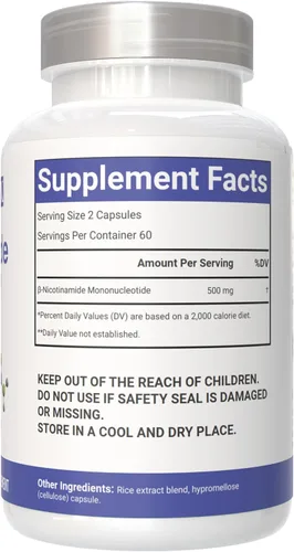 Vista 4 de Nicotinamida 500 mg de vitamina B3, 120 cápsulas, sin OMG, sin gluten, sin enjuague