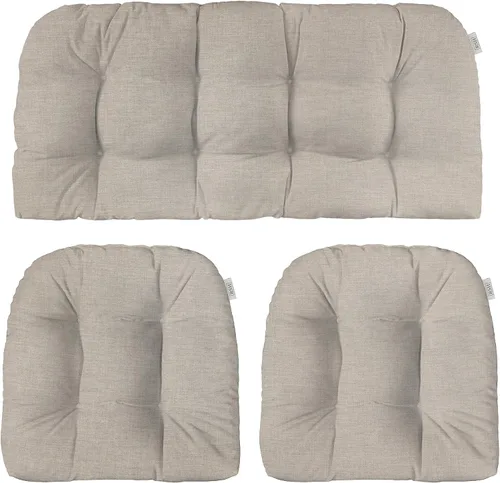 Vista 61 de RSH DECOR: Sunbrella - Juego de 3 cojines de mimbre copetudos 41 x 19 pulgadas y 19 x 19 pulgadas Fabricado con tela de rendimiento Sunbrella