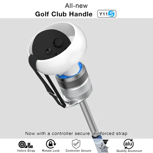 Vista 2 de VR Golf Club Handle Accessory for Oculus Quest 2 Meta Quest Pro - Aluminum Case and Shaft with Real Golf Grip - Quest 2 Golf Club Attachment with