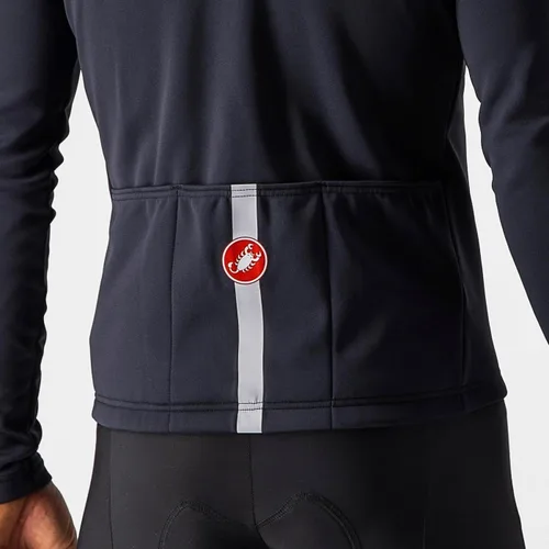 Vista 4 de Castelli Camiseta Fondo 2 FZ para hombre, manga larga con aislamiento polar, con cremallera y cuello alto para ciclismo de carretera y grava I