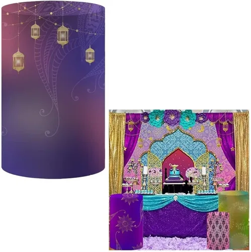Vista 10 de NIVIUS PHOTO Cubierta cilíndrica de la India Bollywood para decoración de fiesta, elástica, elástica, elastano, pedestal NO-1399