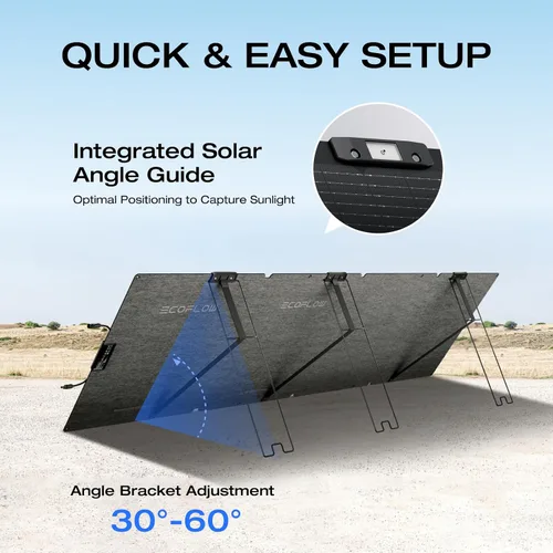 Vista 3 de EF ECOFLOW Panel solar portátil de 220 vatios, celda solar de tipo N de alta eficiencia de conversión del 25%, panel solar plegable NextGen