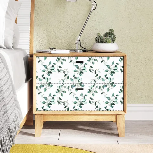 Vista 3 de Erfoni Papel Tapiz Verde y Blanco Despegar y Pegar Papel Tapiz de Contacto Floral para Dormitorio 17.7 pulgadas x 78.7 pulgadas Papel Tapiz
