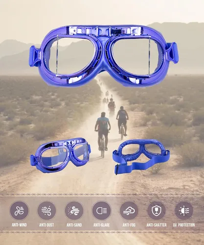 Vista 2 de CRG Sports Gafas de motocicleta estilo aviador, piloto, crucero, scooter, gafas de motocross para hombre, mujer, adulto