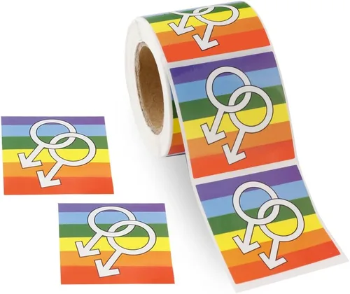 Vista 23 de Pegatinas de bandera bisexual para el mes del orgullo - Venta al por mayor Bi-Pride en un rollo (2 rollos - 500 calcomanías)