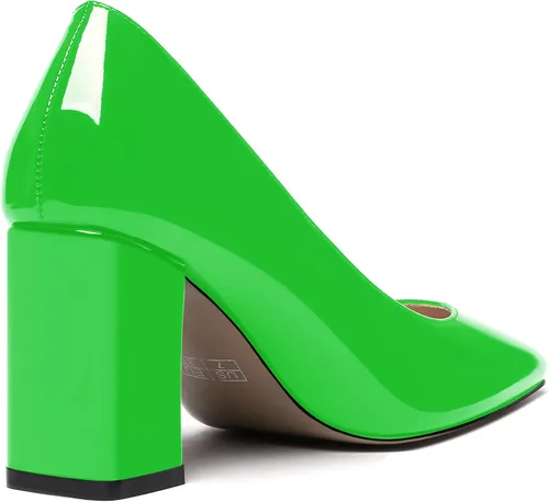 Vista 5 de WAYDERNS Zapatos de tacón alto con puntera cuadrada sólida para mujer, de 3 pulgadas
