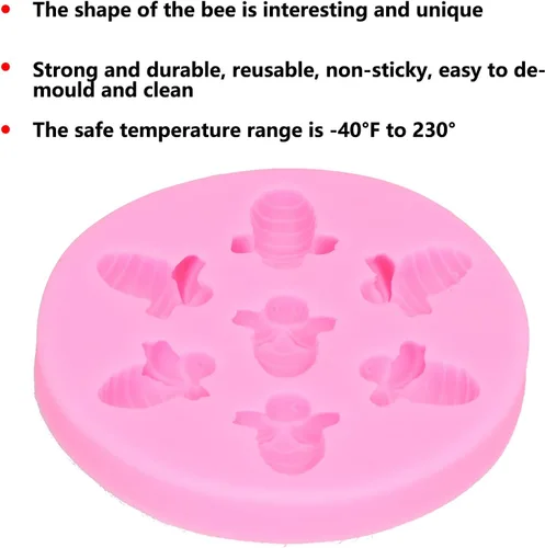 Vista 2 de Molde para pastel, molde de pastel en forma de abeja, molde de silicona para chocolate, para decoración de pasteles, fondant, herramienta