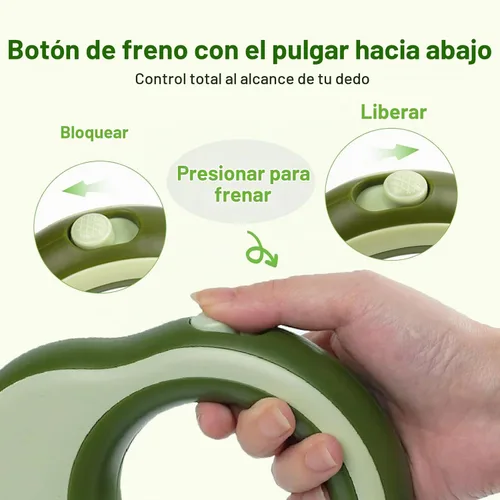 Vista 5 de Correa retráctil para perro, correa retráctil de 11.5 pies para perros de 0 a 55 libras, bloqueo con una sola mano, cinta de nailon reflectante