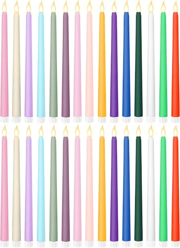 Vista 12 de Retisee 30 velas LED sin llama de 11 pulgadas, a granel, funciona con pilas, velas LED parpadeantes para decoración de San Valentín, cumpleaños