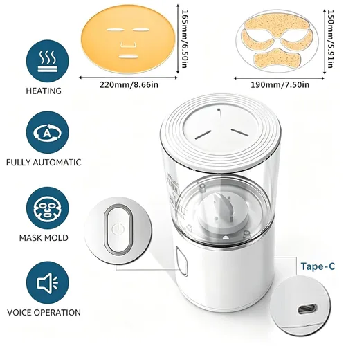 Vista 4 de Flylin Máquina de máscara facial, fabricante de mascarillas multifunción de frutas naturales, vegetales, colágeno, crema, máquina recargable por