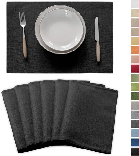 Vista 16 de Demetex - Juego de 4 manteles individuales de mesa de estilo rústico, resistentes al calor, de lino, lavables, de tela, manteles individuales