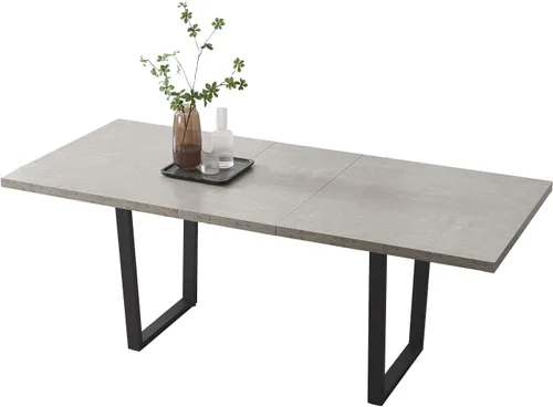 Vista 12 de ZckyCine Conjunto moderno de mesa de comedor de 5 piezas con mesa rectangular de madera y 4 sillas tapizadas en cuero, capacidad para 4 personas