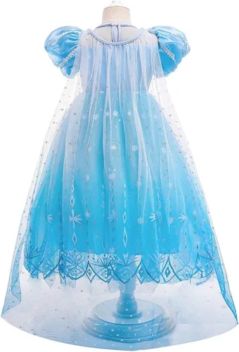 Vista 3 de Disfraz de princesa Elsa de Frozen para niñas, disfraz de Halloween, Navidad, cumpleaños, concurso, fiesta, noche