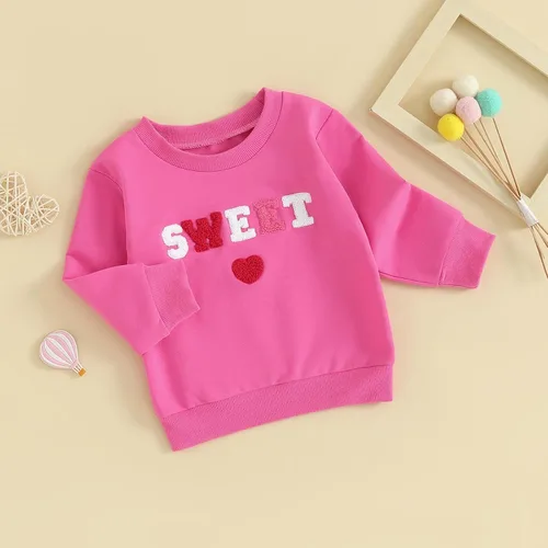 Vista 241 de Traje de San Valentín para bebé, niña, niño, traje de San Valentín, sudadera de manga larga con estampado de corazón