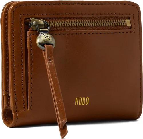 Vista 2 de HOBO Max Mini billetera plegable para mujer, construcción de cuero con cierre a presión, hermosa y funcional cartera para mujer, Trufa, Max Mini