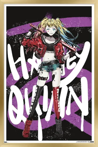 Vista 18 de Trends International DC Comics - Póster de pared de anime Harley Quinn, 14.725 x 22.375 pulgadas, versión enmarcada de madera de granero