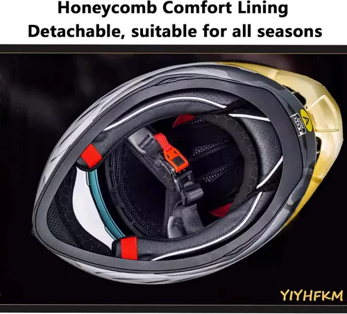Vista 5 de Cascos de cara completa de motocicleta para hombres y mujeres, cascos aprobados por el DOT para adultos, motocicleta deportes de motor con doble