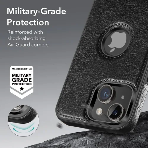 Vista 6 de WTCASE Funda magnética de cuero para iPhone 15, soporte invisible integrado [Compatible con Magsafe] Funda protectora delgada con soporte plegable