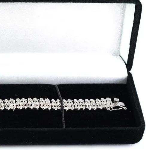 Vista 4 de Pulsera de oro blanco de 14 quilates para mujer Pulsera de tenis de diamantes de 1 quilate