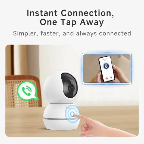 Vista 4 de Noorio Cámara de seguridad para interiores, cámara UHD de 4 MP para mascota/perro de 360 grados para seguridad del hogar, llamada de un solo toque