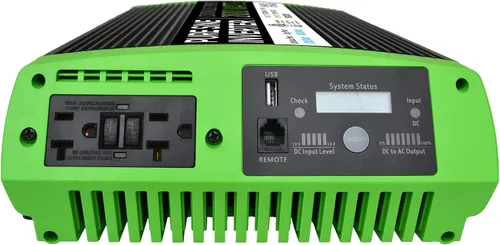 Vista 5 de GoWISE Power Inversor de onda sinusoidal pura PS1009 de 2000 W continuo de 4000 W de sobretensión con pantalla LCD digital, negro/verde