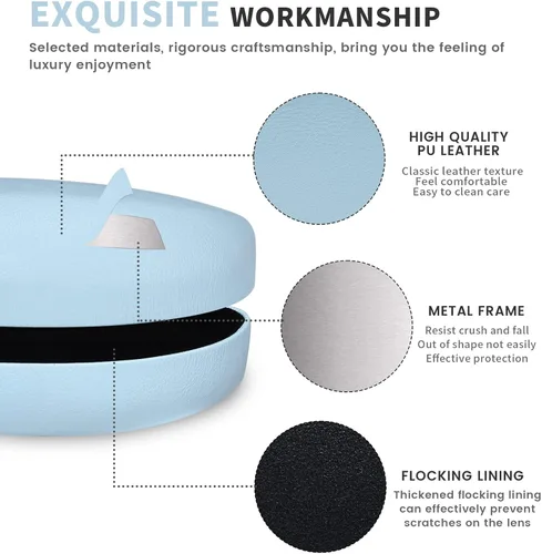 Vista 4 de molshine Funda rígida para gafas de sol, funda clásica grande para lentes de sol, lentes con paño de limpieza, bolsa