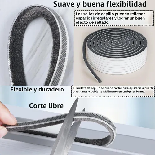 Vista 4 de Cinta de sellado de COUMENO para tope resistente 0.2inX0.4inX33FT adhesiva impermeable para puertas y ventanas, perfecta para bloquear corrientes