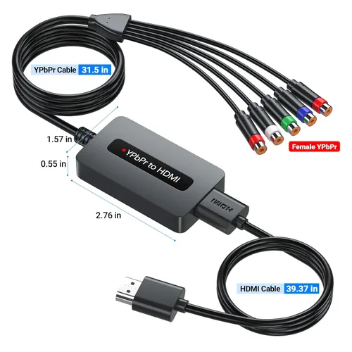 Vista 6 de Convertidor de componentes a HDMI, convertidor YPbPr a HDMI 1080P con conector YPbPr hembra - para conectar dispositivos retro